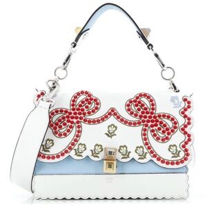 Fendi Kan I Bag Embroidered Studded Leather Medium Multicolor